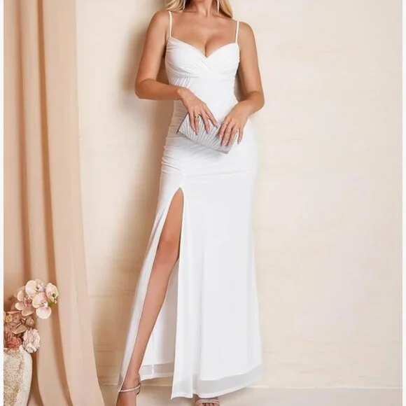 NWT White Women's Elegant Maxi Dress Size Large - Picture 1 of 5